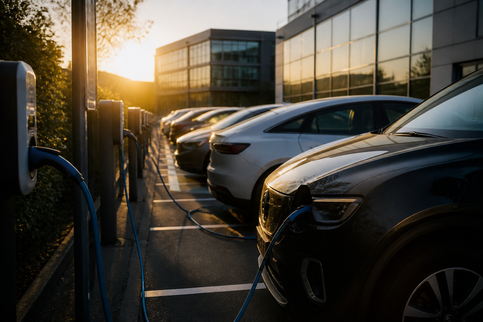 Electric vehicle charging stations in a UK corporate car park