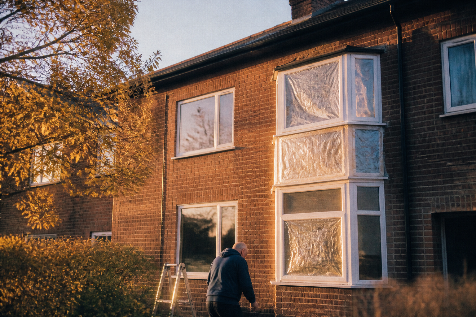 An exterior view of a UK residential property highlighting energy efficient features.