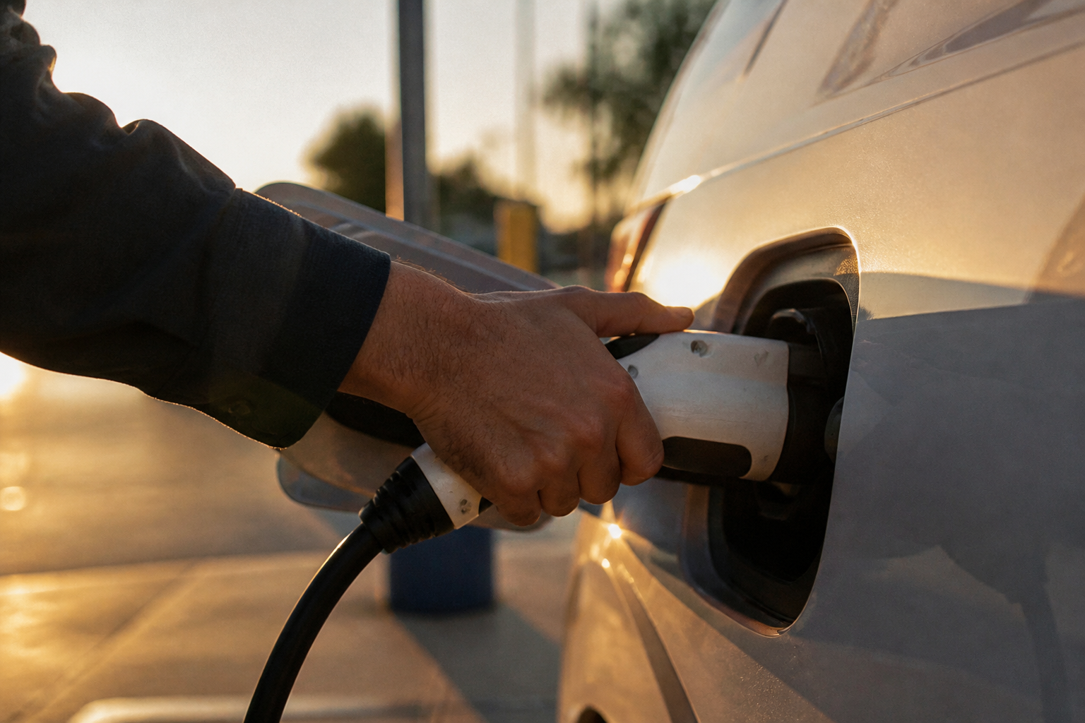 Public EV charging station in use