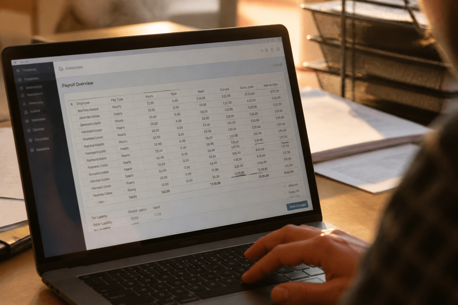Close up of payroll software