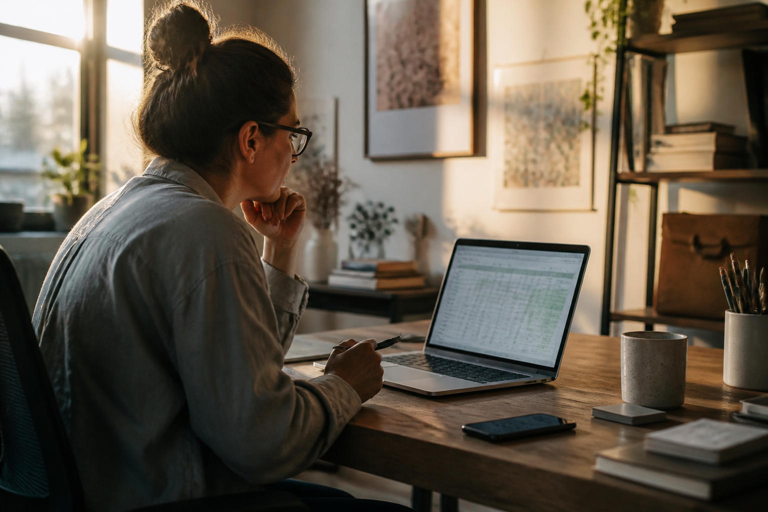 Professional working on personal finance planning at home