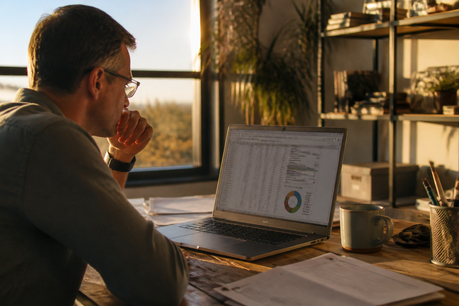 Professional working on personal finance planning at home