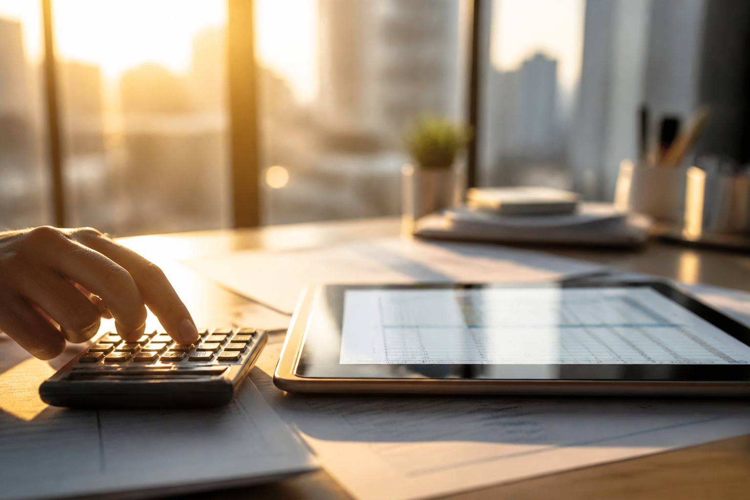 Financial planning tools on a desk.
